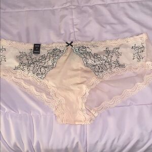 Torrid Hipster Panties With Black And White Floral Lace Embroidery.